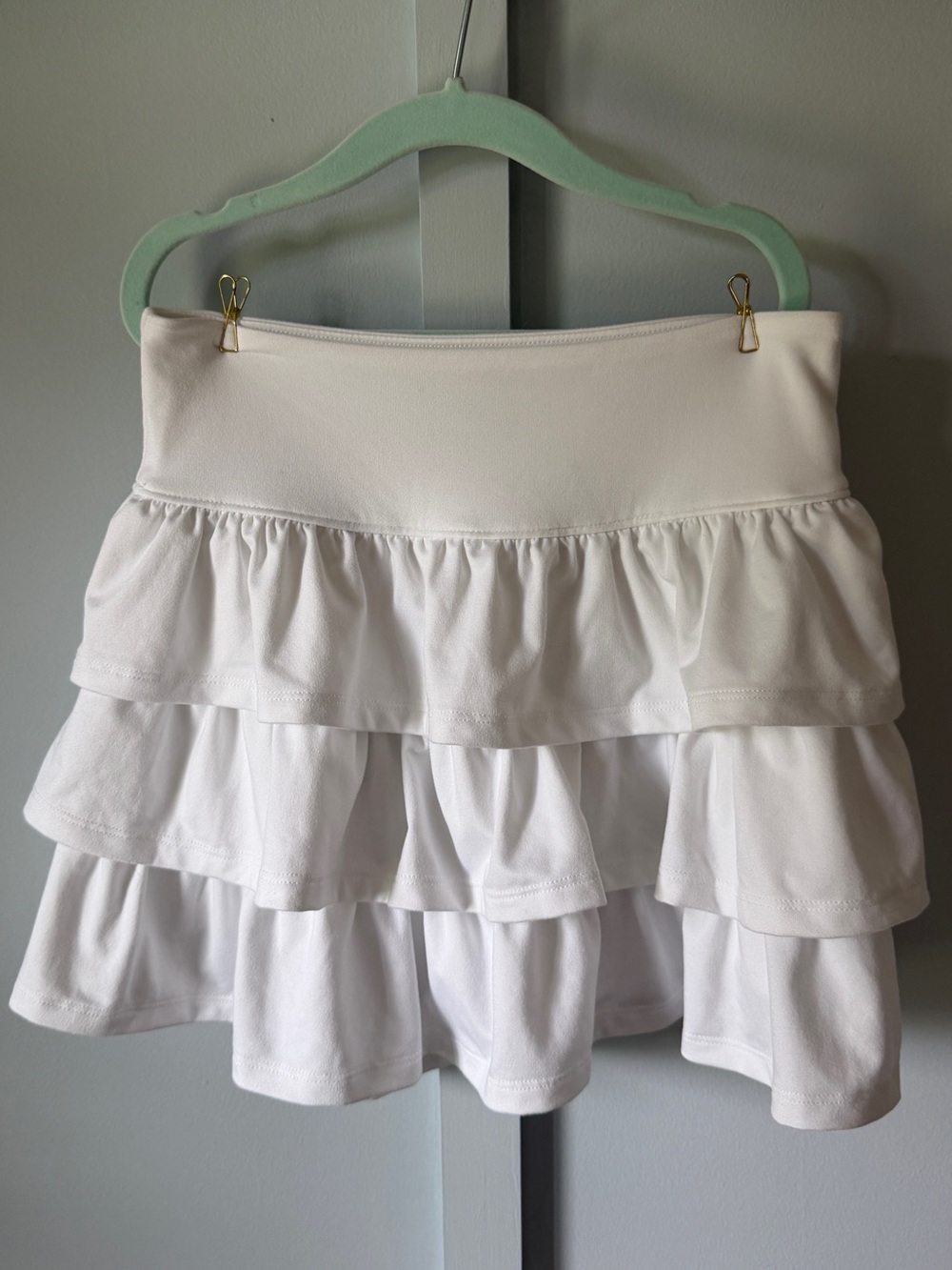 Girls White Tiered Ruffle Skort with Pull-On Waist